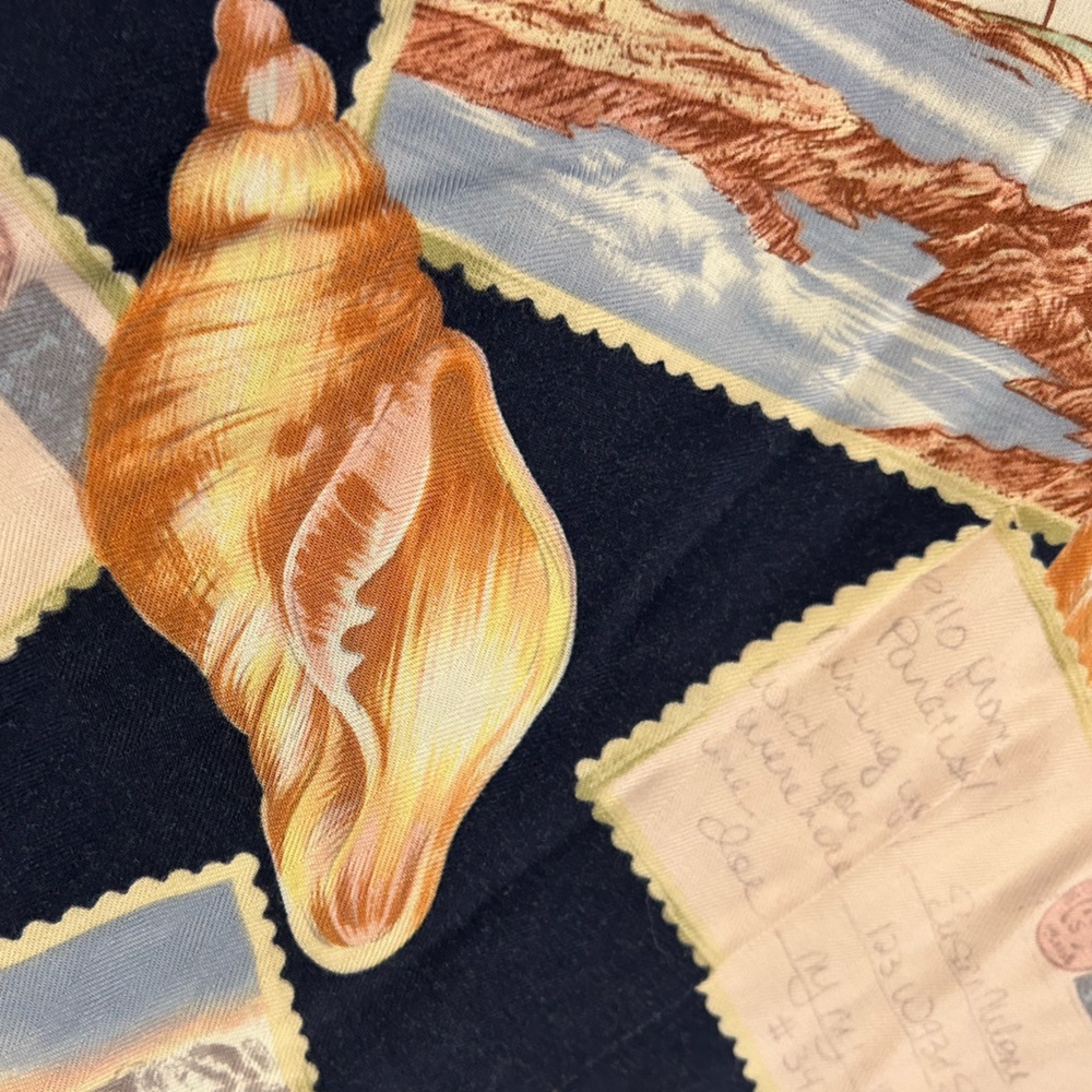 La Cabana Tie Front Blouse w Postcards and Conch Shells - Picture 10 of 14